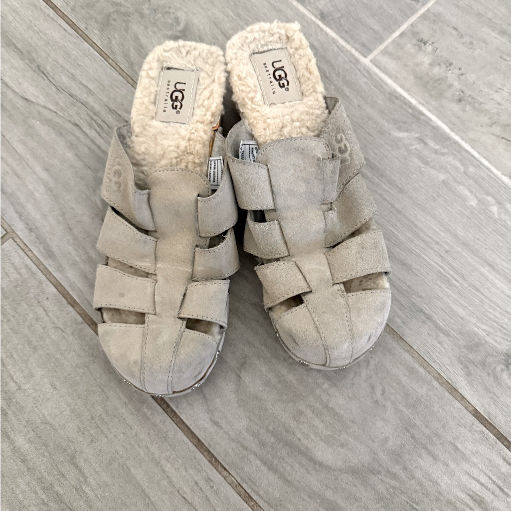 Ugg Gray Sandals Comfortable Cushioned Footbed